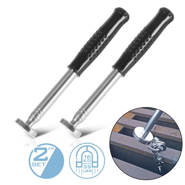 STAHLWERK Telescopisch opraapgereedschap set van 2 | telescopische magneet | magneetstang | telescopische magneetheffer | praktische werkplaatsmagneet voor het moeiteloos oprapen van kleine