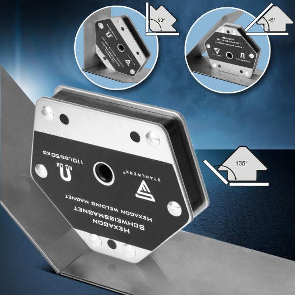 STAHLWERK Magnet-Schweißwinkel Magnetwinkel Schweißmagnet Schaltbar 45 165 30 Kg 66 Lbs