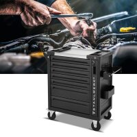 B-Ware: STAHLWERK Werkstattwagen PHOENIX bestückt mit 262 Premium-Werkzeugen aus Chrom-Vanadium abschließbarer Werkzeugwagen | Profi Montagewagen mit 7 Schubladen, Seitenauszug und gummierten Long-Life-Rollen