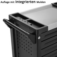 B-Ware: STAHLWERK Werkstattwagen PHOENIX bestückt mit 262 Premium-Werkzeugen aus Chrom-Vanadium abschließbarer Werkzeugwagen | Profi Montagewagen mit 7 Schubladen, Seitenauszug und gummierten Long-Life-Rollen