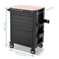 B-Ware: STAHLWERK Werkstattwagen CROW bestückt mit 235 Premium-Werkzeugen aus Chrom-Vanadium abschließbarer Werkzeugwagen | Profi Montagewagen mit 7 Schubladen und gummierten Long-Life-Rollen