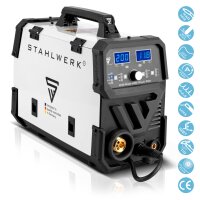 B-Ware: STAHLWERK MIG/MAG 200 Puls Pro IGBT-Schwei&szlig;ger&auml;t Vollsynergisches 5 in 1 Kombiger&auml;t mit echten 200 Ampere / F&uuml;lldraht, MIG MAG, ARC MMA, Lift TIG, MIG Puls f&uuml;r Aluminium Schwei&szlig;en