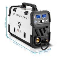 B-Ware: STAHLWERK MIG/MAG 200 Puls Pro IGBT-Schwei&szlig;ger&auml;t Vollsynergisches 5 in 1 Kombiger&auml;t mit echten 200 Ampere / F&uuml;lldraht, MIG MAG, ARC MMA, Lift TIG, MIG Puls f&uuml;r Aluminium Schwei&szlig;en