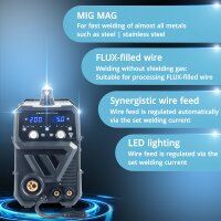 STAHLWERK MIG MAG 200 ST PLUS gas-shielded welding machine | IGBT inverter with 200 A, synergic wire feed, FLUX, Lift-TIG and MMA | ARC function