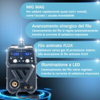STAHLWERK Saldatrice MIG MAG 200 ST PLUS con schermatura a gas | Inverter IGBT da 200 A, alimentazione filo sinergica, FLUX, Lift-TIG e MMA | Funzione ARC