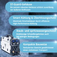 STAHLWERK Schweißgerät MIG MAG 200 ST Schutzgas-Schweißgerät | IGBT Inverter mit 200 A, synergischem Drahtvorschub, FLUX-, Lift-TIG- und MMA | ARC-Funktion