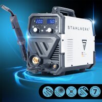 STAHLWERK Schweißgerät MIG MAG 200 ST Schutzgas-Schweißgerät | IGBT Inverter mit 200 A, synergischem Drahtvorschub, FLUX-, Lift-TIG- und MMA | ARC-Funktion