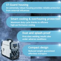 STAHLWERK Shielded arc welder AC/DC TIG 200 Puls Pro Digital | IGBT Inverter with 200 amps, ARC/MMA function, job memory, pulse and spot function, suitable for aluminum and thin sheet metal