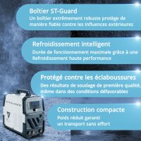 STAHLWERK Poste de soudage sous protection gazeuse AC/DC TIG 200 Puls Pro Digital Equipement complet IGBT Inverter avec 200 ampères, fonction ARC/MMA, mémoire de jobs, fonction pulse et spot, convient