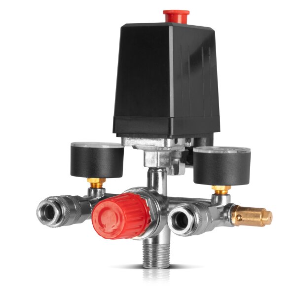 Ejoyous Pressostato per compressore d'aria 220 V con manometro e