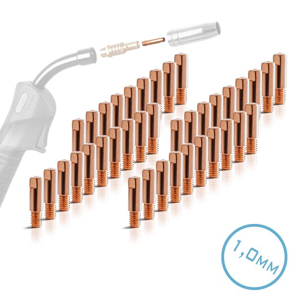 STAHLWERK Set van 40 AK15 | MB15 | AK14 | MB14 contacttips | contacttips M6x25 in 1,0 mm MIG MAG slijtdelen set | lastoebehoren voor lastoortsen