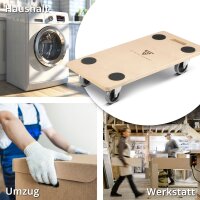 STAHLWERK Chariot TRS-250 ST avec poignée Capacité de charge 250 kg et roues pivotantes caoutchoutées 58 x 29 cm Chariot plate-forme | Chariot de transport | Rouleur de meubles | Planche à roulettes | Chariot manuel | Certifié TÜV + GS