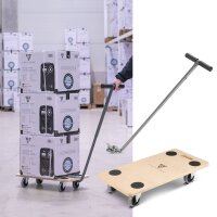 STAHLWERK Chariot TRS-250 ST avec poignée Capacité de charge 250 kg et roues pivotantes caoutchoutées 58 x 29 cm Chariot plate-forme | Chariot de transport | Rouleur de meubles | Planche à roulettes | Chariot manuel | Certifié TÜV + GS