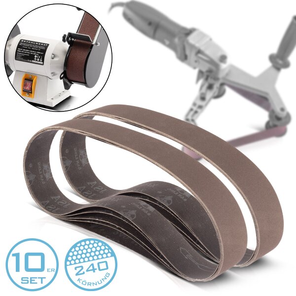 STAHLWERK slibebåndssæt med 10 stk. med korn P240 40 x 760 mm universalslibepapir | stofslibebånd | slibemidler til rørbåndslibere, båndslibere og slibemaskiner