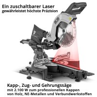 B-Ware: STAHLWERK cross-cut saw CPM-254 ST pull saw | mitre saw | circular saw with 2,100 W power, infinitely variable 45&deg; tilting on both sides with switchable laser including 254 mm precision saw blade