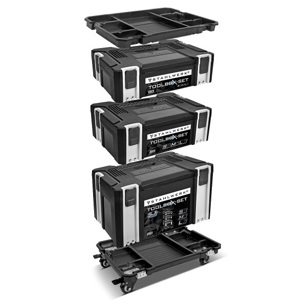 B-Goods: STAHLWERK Universal Toolbox Set / Toolbox / Tool case, stackable 5 in 1 modular system made of heavy-duty ABS plastic with carrying handle and sturdy swivel castors
