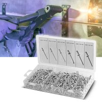 STAHLWERK nittesortiment 1000 dele | blindnitsæt i praktisk plastkasse | aluminiumsnitter i 4 forskellige størrelser | popnitter til brug med nittetang