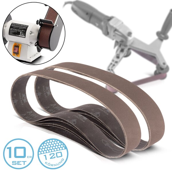 STAHLWERK Slibebånd sæt med 10 stk. med korn P80 40 x 760 mm Universal slibepapir | stofslibebånd | slibemiddel til rørbåndslibere, båndslibere og slibemaskiner