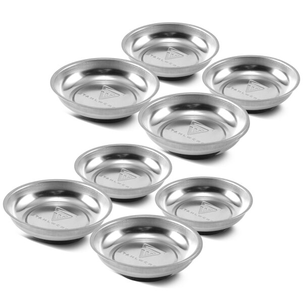 STAHLWERK magneettialusta 4 tuumaa ruostumatonta terästä, jossa on vahva magneettinen pohja ruuvien, työkalujen ja pienten osien säilytykseen, kumitettu pohja, 8 kpl:n sarja. Vankat ja käytännölliset magneettilokerot takaavat turvallisen säilytyksen.