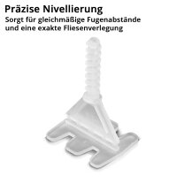 STAHLWERK 2 x Fliesen-Nivellier-System | 200-teilig Zuglasche mit Gewinde für professionelle Fliesenverlegung | Verlegehilfe | Professionelles Nivelliersystem