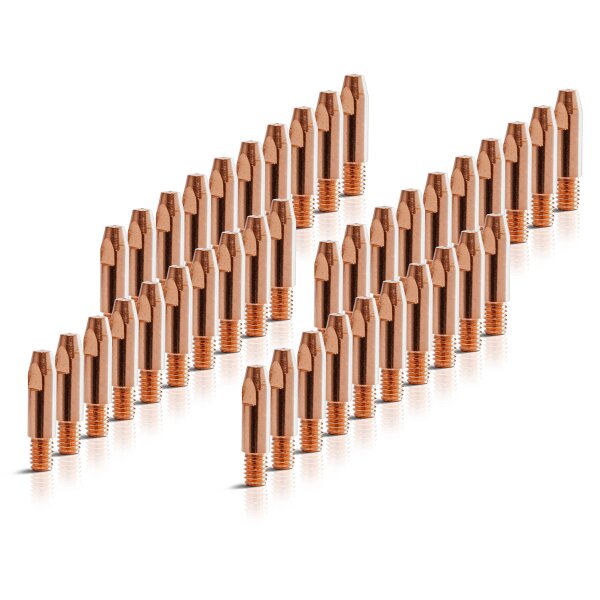 STAHLWERK Set om 40 AK25 | MB25 | KD24 | MB24 kontaktmunstycken | kontaktmunstycken M6x28 i 0,8 mm MIG MAG slitdelar set | svetstillbehör för svetspistoler