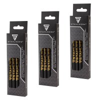 STAHLWERK 36 robuste tømrerblyanter i et sæt. Ovale blyanter til tegning og markering. Fuldt lakerede blyanter med bred spids, blyhårdhed HB (middelhård).