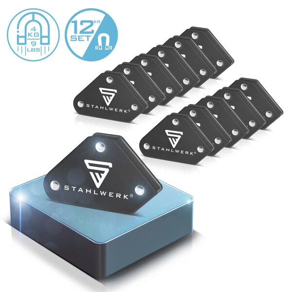 STAHLWERK 3x uppsättning med 4 magnetiska svetsfästen 4 kg | 9 lbs praktisk svetsmagnet | magnetfäste | svetslägesställare med stark vidhäftningskraft