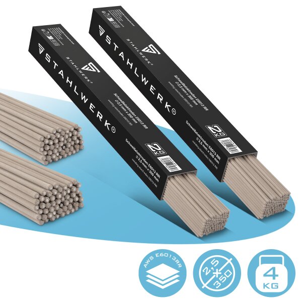 STAHLWERK 2x stavelektroder AWS E6013RR tjock rutilbelagd 2,5 x 350 mm, svetsström 50-90 A, hög kemisk renhet, 2 kg MMA ARC.  svetsutrustning erbjuder högkvalitativa svetstillbehör för ditt