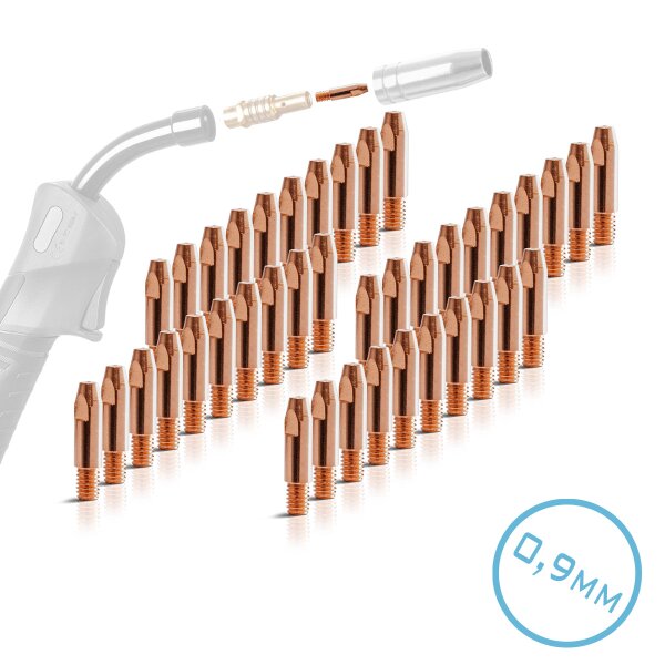 STAHLWERK 2 x kontaktspetsar AK25 MB25 Kontaktspetsar M6x28 0,9 mm MIG MAG