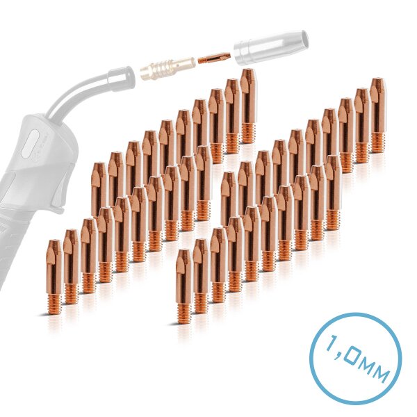STAHLWERK 2 x puntas de contacto AK25 MB25 Puntas de contacto M6x28 1,0 mm MIG MAG