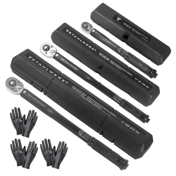 Pgroup 3-teiliges Ratschenschlüssel-Set – 1/4, 3/8, 1/2 Zoll Antrieb, 90-Zahn, 4° Schwung, Schwarze Anti-Rost-Beschichtung