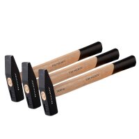 STAHLWERK 3 x zámecnické kladivo 300g robustní ocelová hlava, rukojet z hikoru | Dobre vyvážená hmotnost, ergonomická rukojet z odolného, nerozbitného a trvanlivého hikoru.