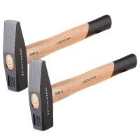 STAHLWERK 2 x lukkosepän vasara 500g vankka teräspää, hikkoripuinen kahva | Tasapainoinen paino, ergonominen kahva on valmistettu raskaasta, murtumattomasta ja kestävästä hikkoripuusta.