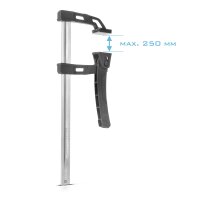 STAHLWERK spakklämma 80x250 mm | kraftfull klämma med 100 kg tryckkraft | snabbspännare för exakt fixering av arbetsstycken | stabil klämma med klämbredd 250 mm, klämdjup 80 mm