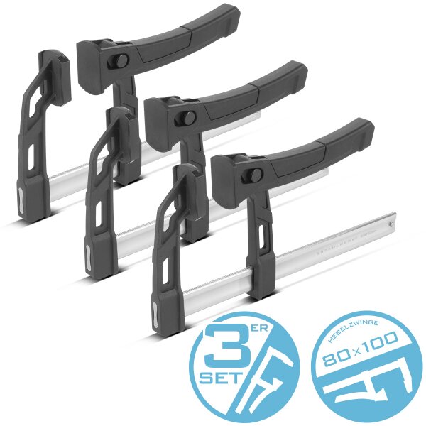 STAHLWERK 3 x spakklämma 80x100 mm | kraftfull klämma med 100 kg tryckkraft |