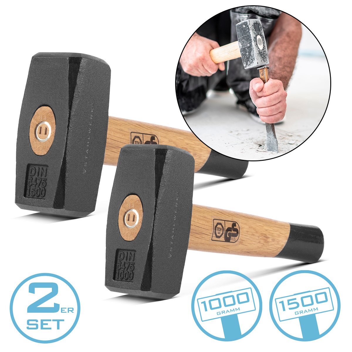 Lot De 2 Marteaux à Panne Croisée De 1,4 Kg, Marteau à