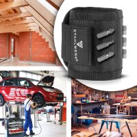 STAHLWERK magnetische armband set van 2 voor doe-het-zelvers en vakmensen | Magnetische armband met klittenband voor bevestiging aan pols of riem voor schroeven, spijkers, bits en kleine magnetische onderdelen