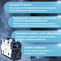 STAHLWERK FLUX 140 ST Soldadora digital con 140 A, alimentación de hilo sinérgica, función Lift-TIG y ARC/MMA para soldadura sin gas de protección