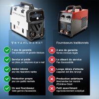 STAHLWERK Poste à souder FLUX 140 ST Digital avec 140 A, dévidoir synergique, fonction Lift-TIG et ARC/MMA pour le soudage sans gaz de protection