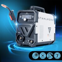 STAHLWERK FLUX 140 ST digital lift TIG starter set con 140 A, alimentación de hilo sinérgica, función lift TIG y ARC/MMA para soldadura sin gas de protección