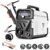 STAHLWERK FLUX 140 ST digital lift TIG starter set con 140 A, alimentación de hilo sinérgica, función lift TIG y ARC/MMA para soldadura sin gas de protección