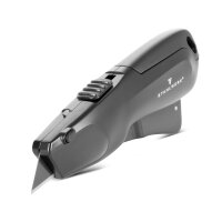 STAHLWERK cuchillo de corte UCM-19 ST juego de 3 incl. 10 cuchillas de cambio rápido | cuchillo de seguridad con retracción automática de la cuchilla y bloqueo de seguridad | cuchillo para alfombras | cuchillo para paquetes | cuchillo para cartón | cutter