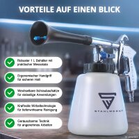 STAHLWERK RP-90 ST compressed air cleaning gun with accessory set | Compressed air cleaner with whirl effect | Interior cleaner | Wash gun | Car blow-out gun for cleaning dirty surfaces