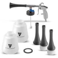STAHLWERK RP-90 ST compressed air cleaning gun with accessory set | Compressed air cleaner with whirl effect | Interior cleaner | Wash gun | Car blow-out gun for cleaning dirty surfaces