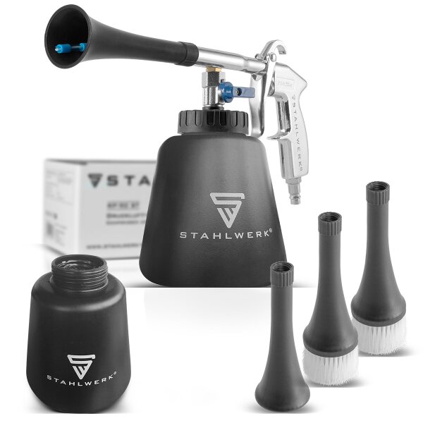 STAHLWERK RP-90 ST persluchtpistool met toebehorenset | Persluchtreiniger met tornado-effect | Interieurreiniger | Waspistool | Auto uitblaaspistool voor het reinigen van vuile oppervlakken