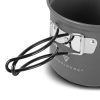 STAHLWERK 4-osainen alumiininen retkeilykeittiösarja | tarttumattomalla pinnoitteella varustetut ulkokeittoastiat | retkeilykeittiösarja, jossa on kattilat ja kannet | ulkokeittiösarja |