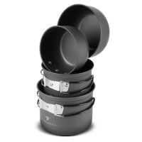 STAHLWERK 4-osainen alumiininen retkeilykeittiösarja | tarttumattomalla pinnoitteella varustetut ulkokeittoastiat | retkeilykeittiösarja, jossa on kattilat ja kannet | ulkokeittiösarja |