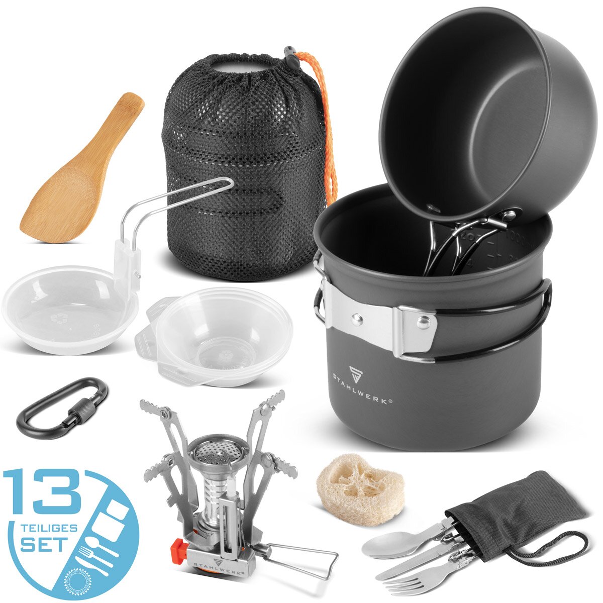 STAHLWERK Camping Kochgeschirr Alu Campinggeschirr Gaskocher Outdoor S, 21,99 €