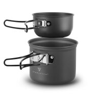 STAHLWERK Retkeilykeittiösarja | alumiininen retkeilykeittiösarja, jossa on kattila, pannu, kaasukeitin, muoviset kulhot ja ruokailuvälineet | korkealaatuinen ulkokeittiösarja | korkealaatuinen