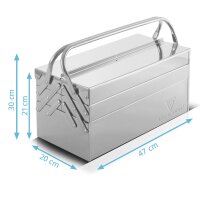 STAHLWERK Ruostumattomasta teräksestä valmistettu työkalulaatikko | metallinen työkalulaatikko, ulosvedettävät sivut | laadukas työkalulaatikko tyhjänä, 5 lokeroa | tilaa säästävä työkalujen